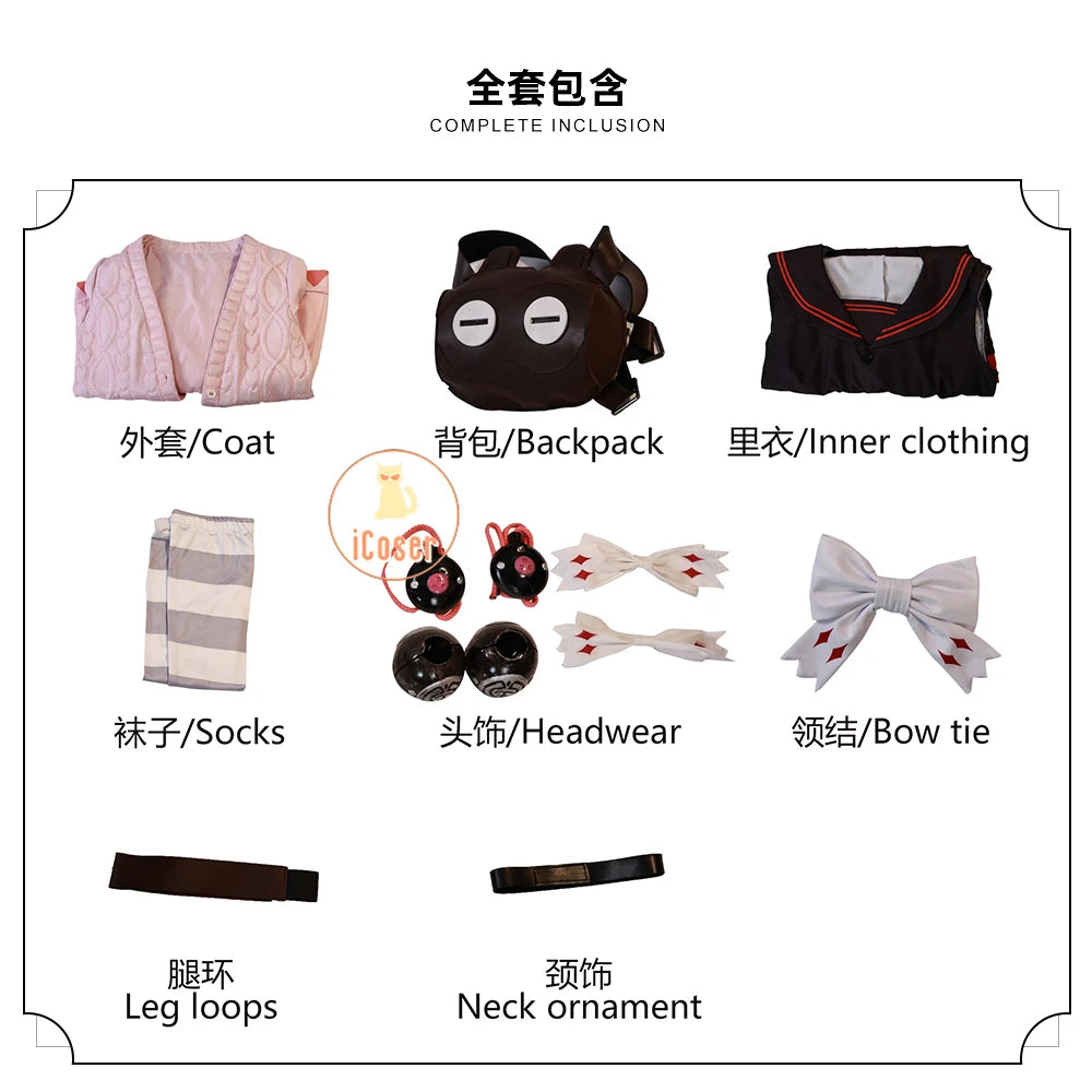 Zenless Zone Zero Ukinami Yuzuha Cosplay Costume Wig Uniform Backpack Headwear Spook Shack Halloween Party for Women Girl iCoser