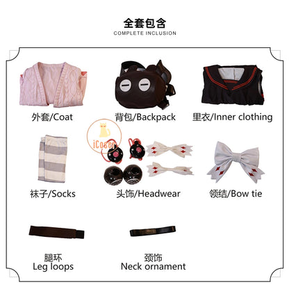 Zenless Zone Zero Ukinami Yuzuha Cosplay Costume Wig Uniform Backpack Headwear Spook Shack Halloween Party for Women Girl iCoser