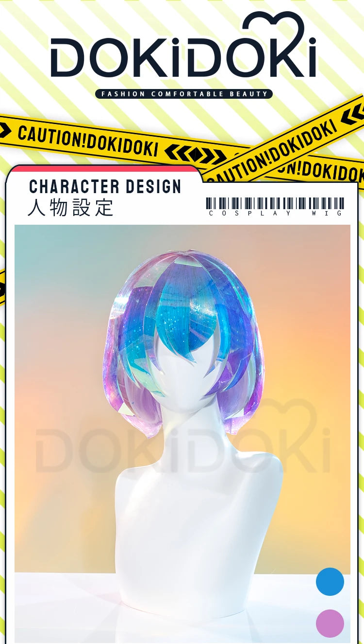 IN STOCK Diamond Wig Anime Land of the Lustrous DokiDoki Women 32cm Short Rainbow Gradient Heat Resistant Hair Free Wig Cap
