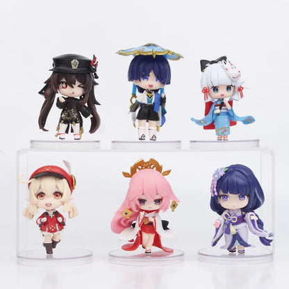 Genshin Impact Klee Yae Miko Raiden Shogun Anime Figure PVC 6Pcs/ Set Cute Model Collection Oranments Toy Gift 10CM