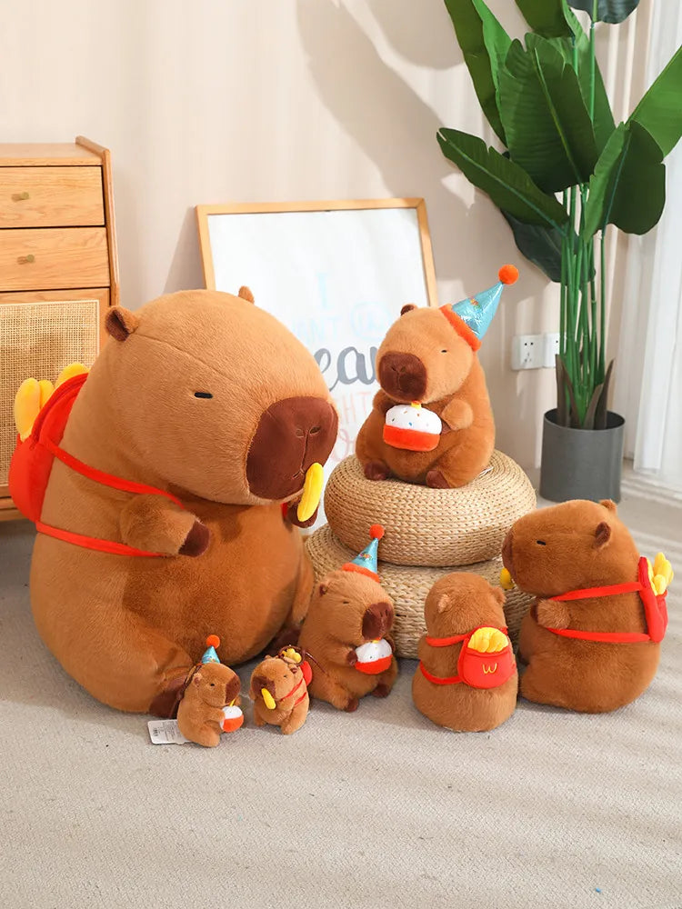New Arrival Capybara Plushies Xmas Birthday Party Decor Capibara Soft Toys Cute Chips Bag Cake Capybara Stuffed Toy Kids Gift
