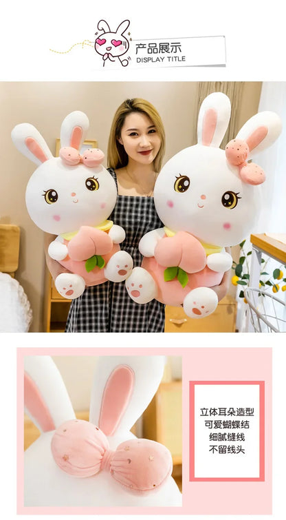 50/65/80cm Cute Peach Rabbit Plush Toy Pillow Kawaii Stuffed Soft Animal Bunny Doll Baby Kids Toy Birthday Gift Present for Girl