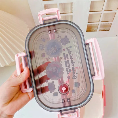 Disney Stitch Cartoon Portable Lunch Box Child Student Hermetic Bento Box Office Portable Double Layer Lunch Box High Capacity