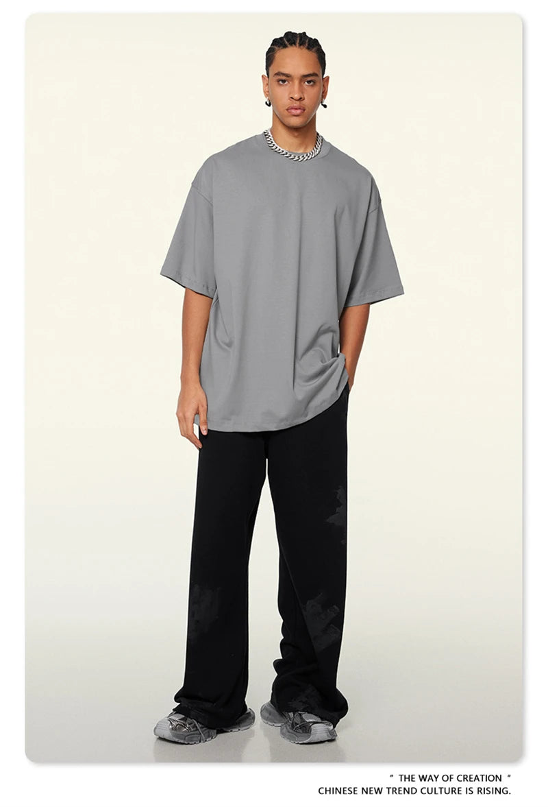 ZODF 2024 Heavy-Weight 345gsm Basic Solid T-Shirts For Men Unisex Women Summer Loose 100% Cotton T Shirt Brand Clothes HY0771