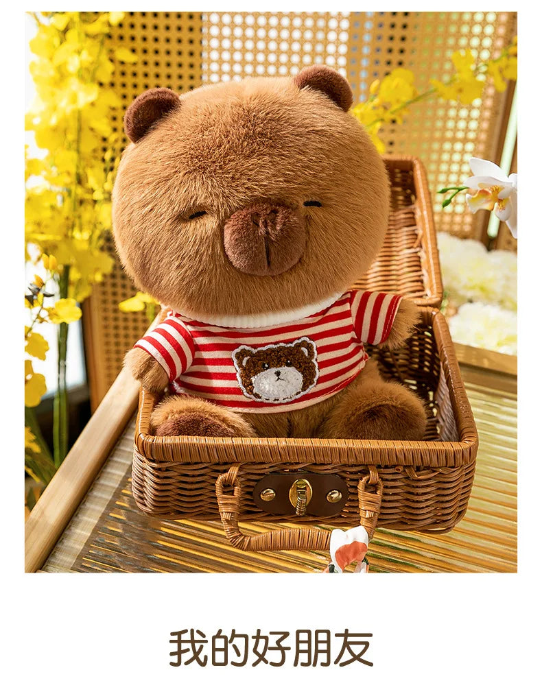 New black striped hoodie dolphin plush toy dress up Capibala sofa decoration room children's birthday Christmas surprise gift