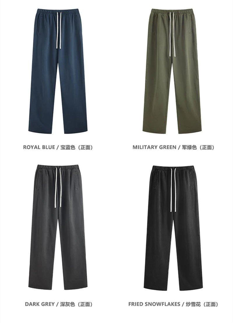 ZODF 2023 Spring Men 380gsm Washed Cotton Pants American Retro Unisex Loose Edge Oversized Straight Trousers Streetwears HY0537