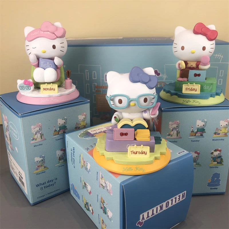 HelloKitty cartoon figurine Sunday worker cake food doll blind box Kt Cat desktop decoration room decoration mystery box gift