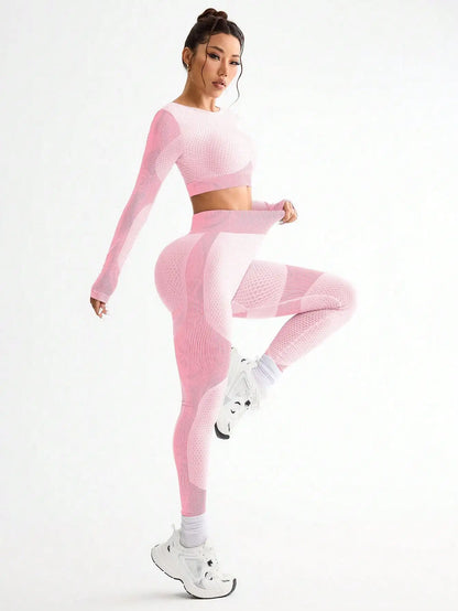 2pcs Women’s Seamless Breathable Sports Yoga Running Fitness Suit