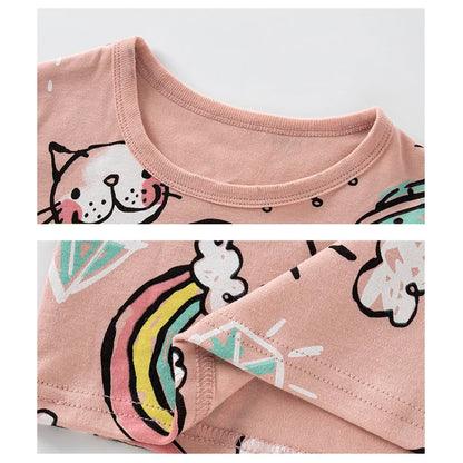 Toddler Girl Sleepwear Cotton Sets Funny Cartoon Winter Long Sleeve Kids Pajamas Girls Red Rabbit Pyjama 2 to 4 6 8 10 12 Years