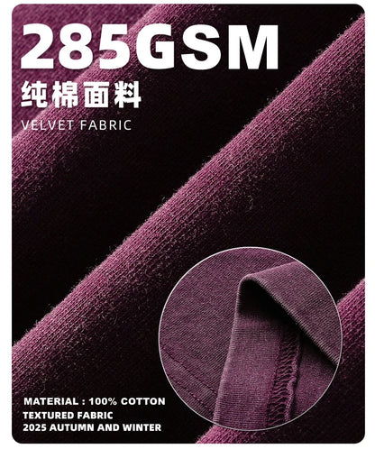 ZODF Retro 285gsm Batik Washed Cotton Man's T-Shirts Unisex Solid Loose Distressed Patchwork Full Sleeve Tee Shirt Tops HY1161