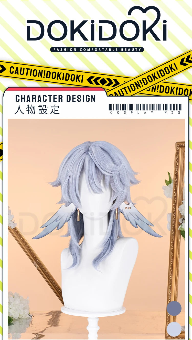 IN STOCK Sunday Cosplay Wig Game Honkai:Star Rail DokiDoki Men 48cm Layered Gradient Wig Sunday Wings Headwear Ear Clip Free Cap