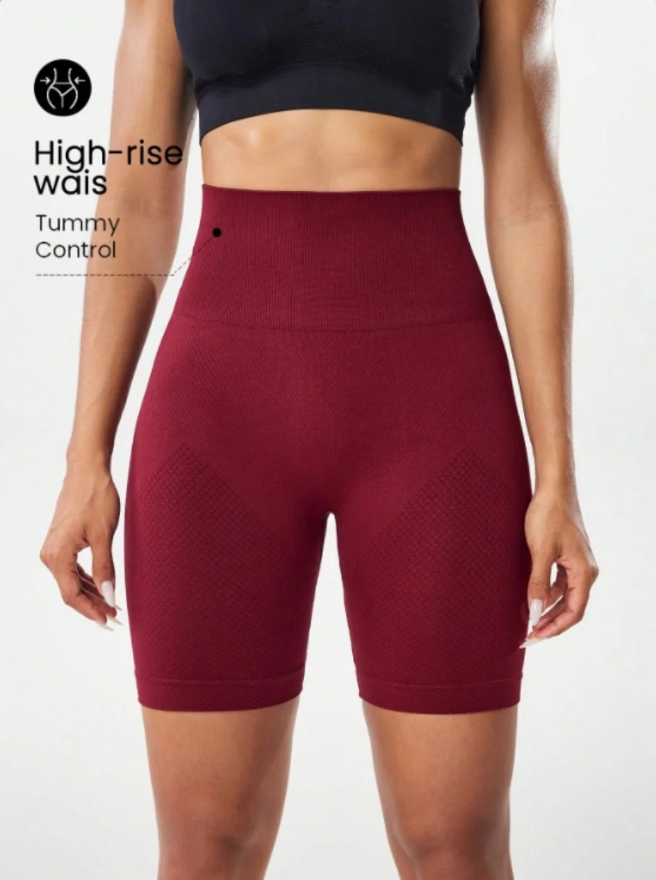 High Waisted Tight Fitting Sports Shorts for Women – Elastic Breathable Moisture-Wicking Yoga and Running Pants