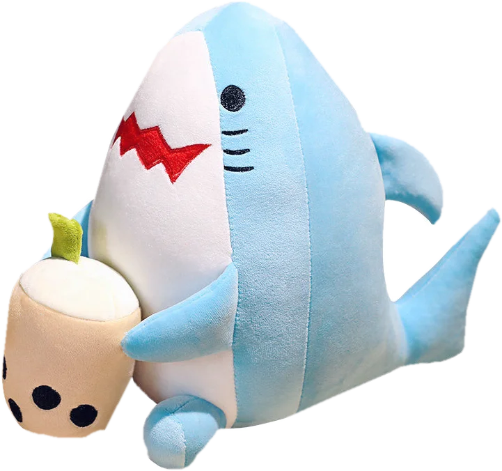Cartoon Animals Shape Boba Stuffed Panda Polar Bear Shark Bubble Tea Plush Doll Hug Throw Pillow for Kids Round Ball Soft Drink