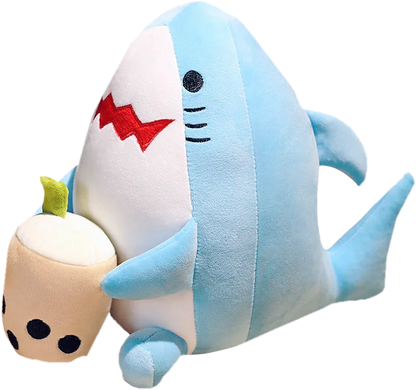 Cartoon Animals Shape Boba Stuffed Panda Polar Bear Shark Bubble Tea Plush Doll Hug Throw Pillow for Kids Round Ball Soft Drink