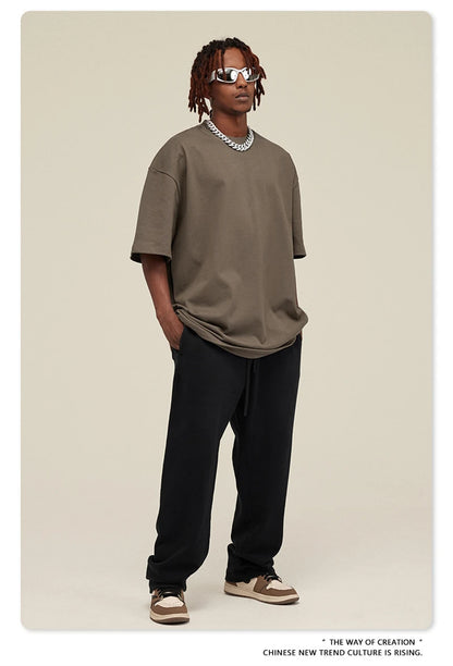 ZODF 2025 Heavy-Weight 425gsm 100% Cotton T-Shirts For Men Unisex Summer Oversized O-Neck Basic Solid T Shirt Brand Tees HY0485