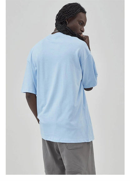 ZODF 2025 Spring Summer Men Solid 100% Cotton T-Shirts Unisex Women Loose 230gsm Noshrink Basic T Shirt Brand Tops HY0151