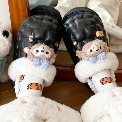 Disney Shelliemay Detachable Cotton Shoes Eva Thick Bottom With Velvet For Outer Wear, Warm And Waterproof Adult Cotton Dragging