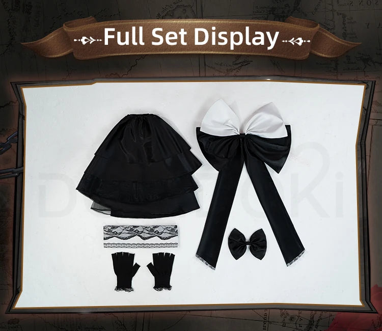 Lukaa Cosplay Costume DokiDoki-R Women Cute Black Full Dress Lukaa Cosplay Headphone Butterfly Female Cosplay
