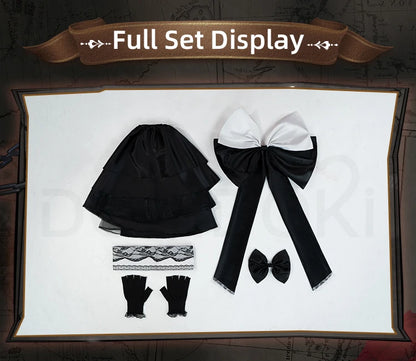 Lukaa Cosplay Costume DokiDoki-R Women Cute Black Full Dress Lukaa Cosplay Headphone Butterfly Female Cosplay