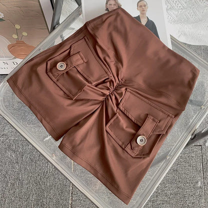 Nude High Waist Peach Butt Sport With Pocket Yoga Shorts Leggings Quick Drying Gym Training  Cycling Outdoor sports Shorts