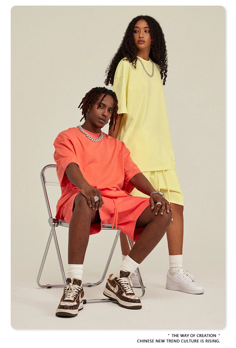 ZODF New 2025 Heavy Weight 305gsm Solid Cotton T Shirts For Men Unisex Summer Oversized Noshrink Basic T-Shirt Brand Tops HY0475