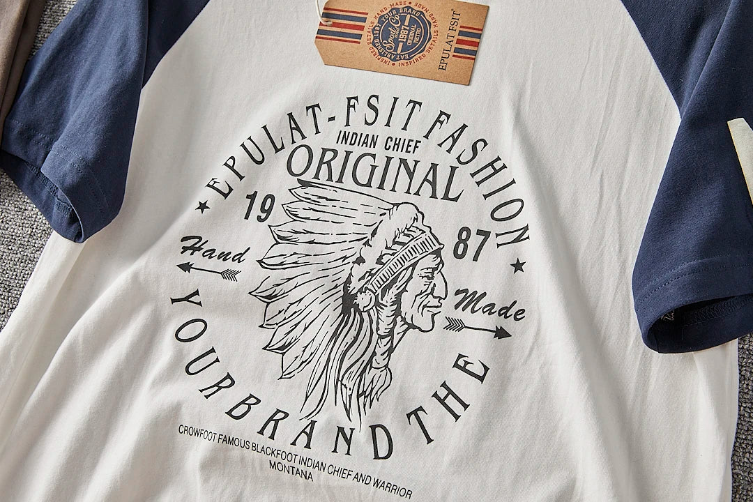 Summer New American Retro Short-sleeved O-neck Letter Printed T-shirt Men's Fashion Simple 100% Cotton Washed Casual Sport Tops