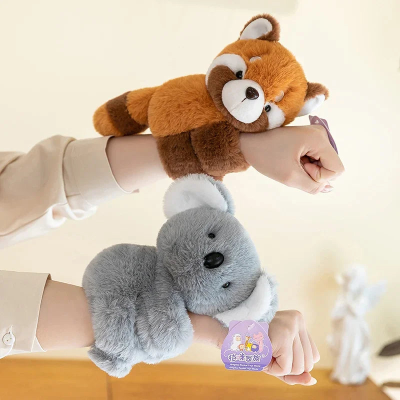 Baby Raccoon Koala Pop Ring Plush Toy Capibala Pat Bracelet Doll Soft Stuffed Animal Cushion Christmas Gifts for Kids and Girls