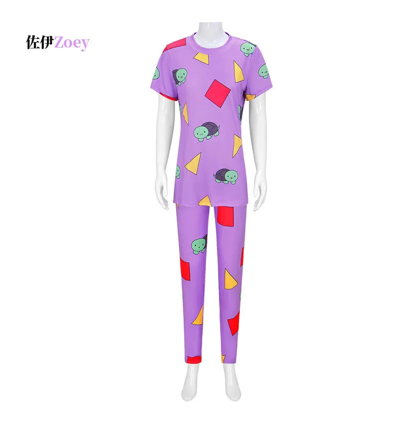 None Mira Light Purple Bear Pajamas Unisex Polyester Set