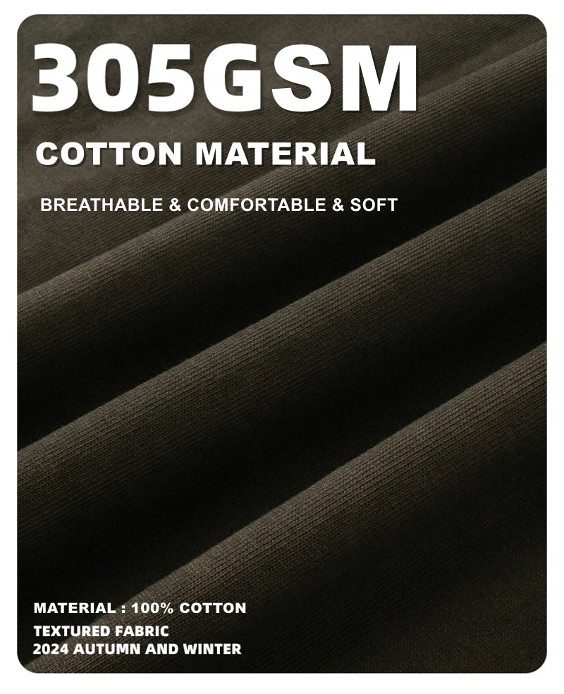 ZODF New 2024 Autumn Fake 2 Pieces T-Shirt For Men Unisex Loose Solid Long Sleeve O-Neck 305gsm Cotton T Shirt Brand Tops HY0944