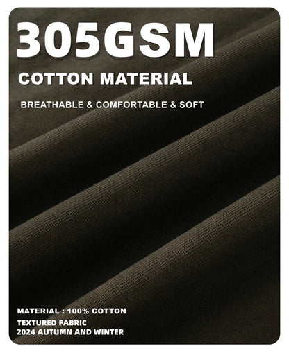 ZODF New 2024 Autumn Fake 2 Pieces T-Shirt For Men Unisex Loose Solid Long Sleeve O-Neck 305gsm Cotton T Shirt Brand Tops HY0944