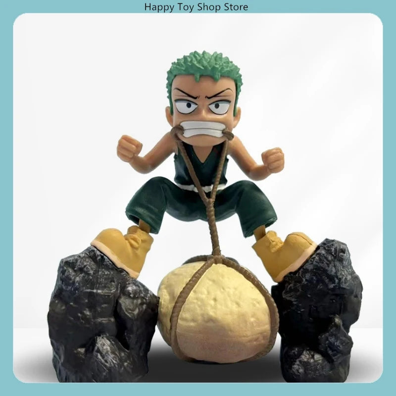 9.5cm One Piece Roronoa Zoro Childhood Training Scene PVC Sculpture Desktop Model Statue