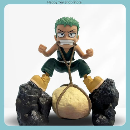 9.5cm One Piece Roronoa Zoro Childhood Training Scene PVC Sculpture Desktop Model Statue