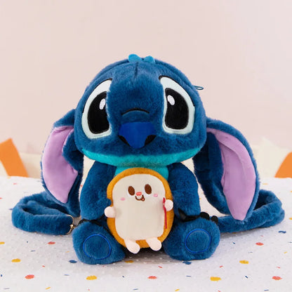 27CM Lilo and Stitch Backpack Cartoon Disney Plush Toy Anime Stuffed Kawaii Soft Stich Doll Plushie Kids Bag Birthday Xmas Gifts