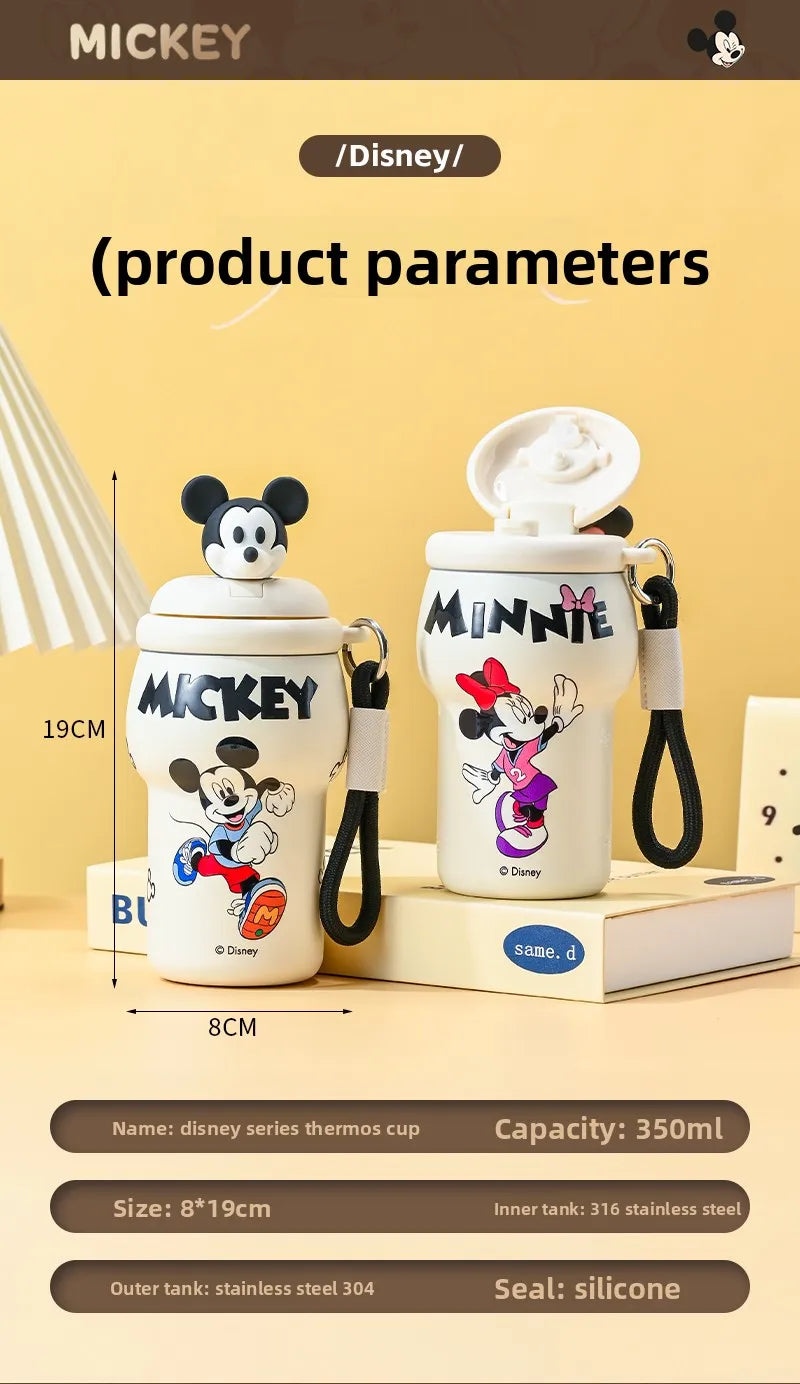 Anime Figure Stitch Coffee Mug Student Thermos Mug 350ml Thermos Cup Mickey Nick Judy Thermal Water Bottle Vacuum Flasks Gift