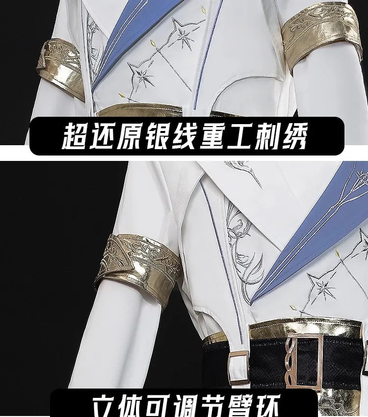 Love and Deepspace Xavier Lumiere Cosplay Costume Wig Shimmering Moonlight Uniform Earrings Halloween Party Women Men Carnival