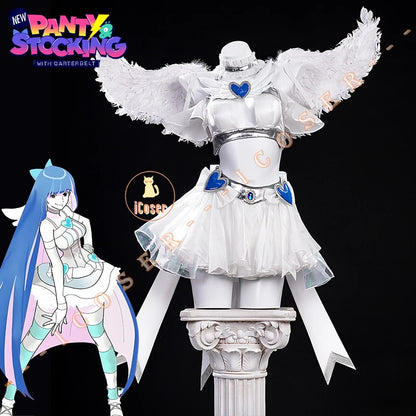 Anime New Panty Stocking with Garterbelt Stockiel Anarchy Stocking Cosplay Costume Angel Skirt Wings Halloween for Women Girls