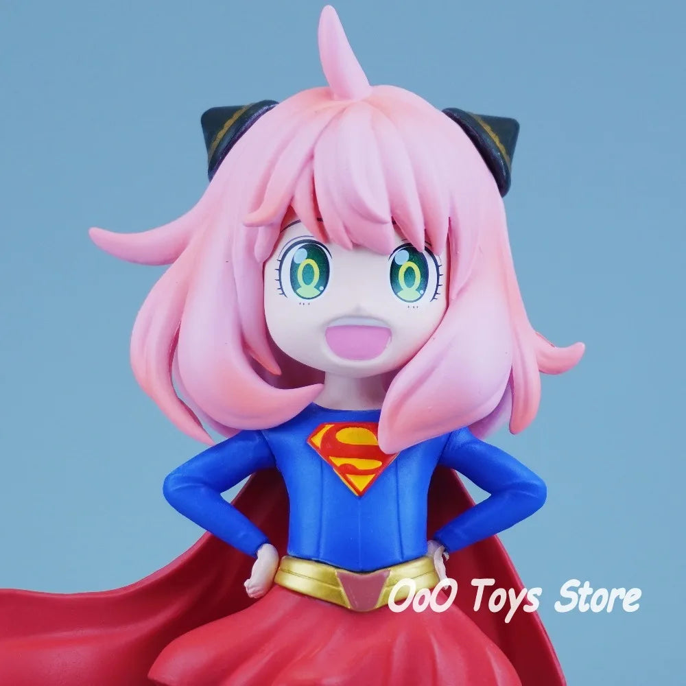 17.5cm Anime SPY FAMILY Anya Forger Cosplay Superman PVC Action Figure Statue Model Toy Gift