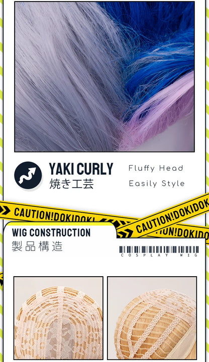IN STOCK Guinevere Olivia Wig Anime Cosplay DokiDoki Blue Hair Knights Cosplay Double Buns Hight Heat Resistant Free Wig Cap