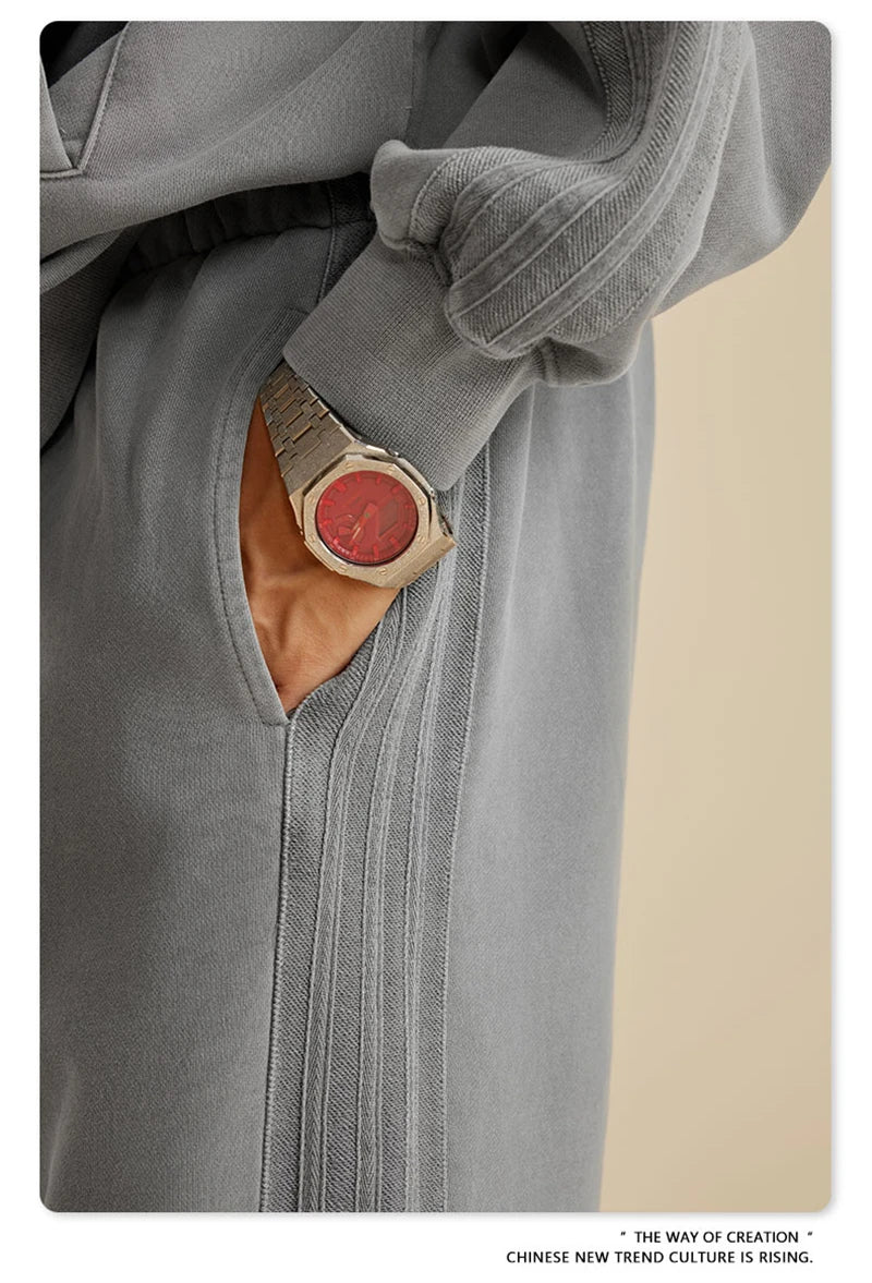 ZODF Fashion Autumn Winter Men Washed 450gsm Pants Unisex High Street Oversized Straight Trousers Streetwears HY0626