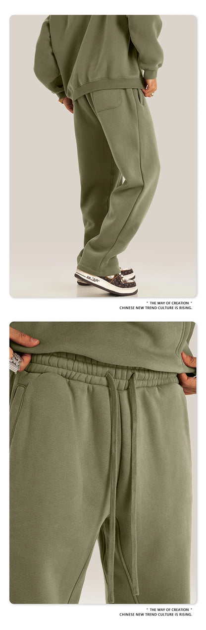 ZODF 345gsm Fleece Straight Pants for Men Unisex Loose Comfortable Sport Trousers Autumn Winter HY0864