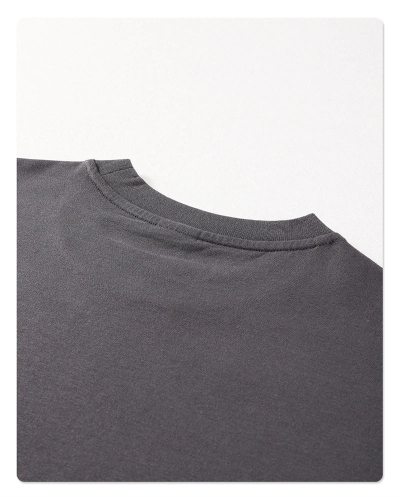 ZODF New Summer Men 275gsm Cotton T Shirts Unisex Women High Street Oversized FG Noshrink Solid T-Shirt Streetwears HY0152