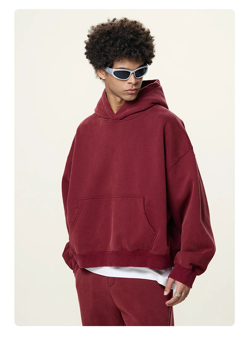 ZODF New 2025 Winter Man 350gsm Washed Fleece Hoodies Unisex Loose Boxy Style Hooded Pullovers Brand Outwears HY0041