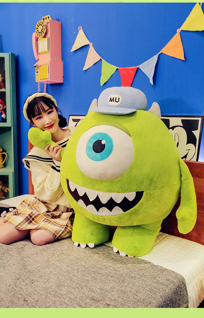 40/60CM Big Size Mike Wazowski Disney Anime Plush Stuffed Doll Kawaii Room Decoration Plushies Pillow Ornaments Holiday Gifts