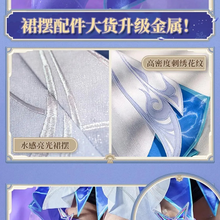 iCoser Genshin Impact Skirk Cosplay Costume Wig Dress New Skin Uniform Headwear Metal Props Halloween Party Women Girls Carnival