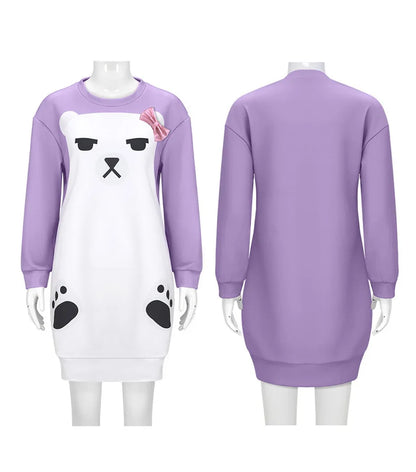 None Mira Light Purple Bear Pajamas Unisex Polyester Set