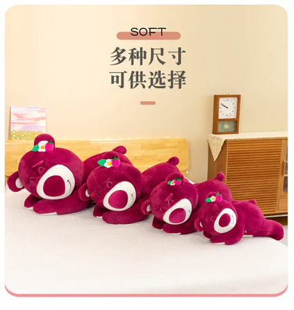 90cm Anime Toy Story Lots-o-Huggin Bear Plush Toy Kawaii Lying Sleeping Lotso Bear Plush Soft Stuffed Doll Pillow Birthday Gift