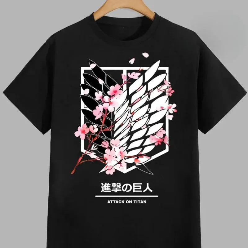 Men Attack on Titans Anime Oversize T shirt Women Short Sleeve Casual Tees Cotton Unisex Streetwear Cosplay Harajuku Casual Tops