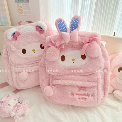 Sanrio My Melody Backpack Coin Purse My Sweet Piano Casual Schoolbag Large Capacity Girly Plush Bag Traveling Bag Girl Student