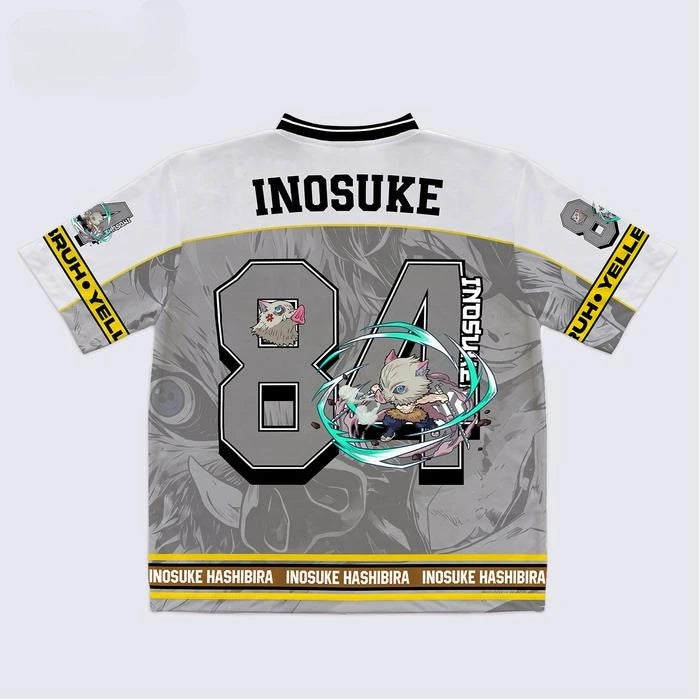 Demon Slayer Hashibira Inosuke Anime Series Number 84 Jersey Oversize Kpop Baseball Hockey Outfit T-shirt Daily Unisex Tops Tees