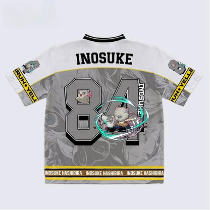 Demon Slayer Hashibira Inosuke Anime Series Number 84 Jersey Oversize Kpop Baseball Hockey Outfit T-shirt Daily Unisex Tops Tees